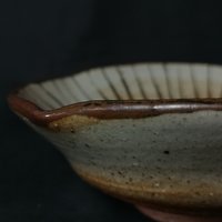 Brush Decorated Oval Karatsu Dish (flower motif)
