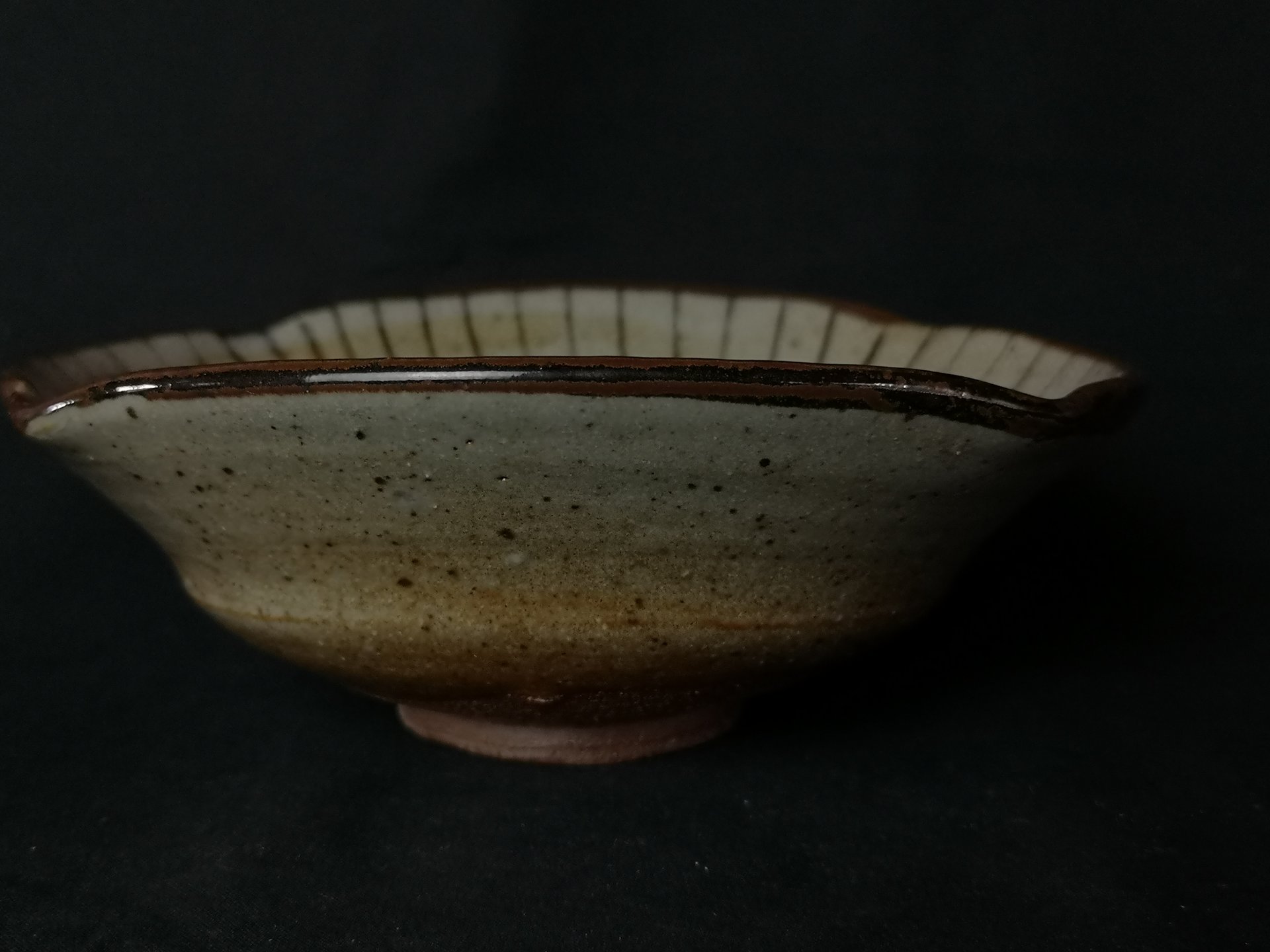 Brush Decorated Oval Karatsu Dish (flower motif)